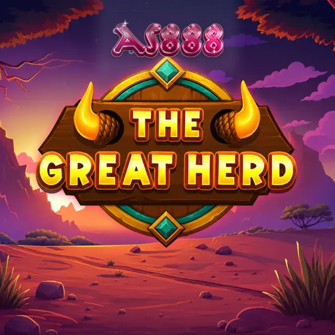 Interface do slot The Great Herd com símbolos de animais da savana